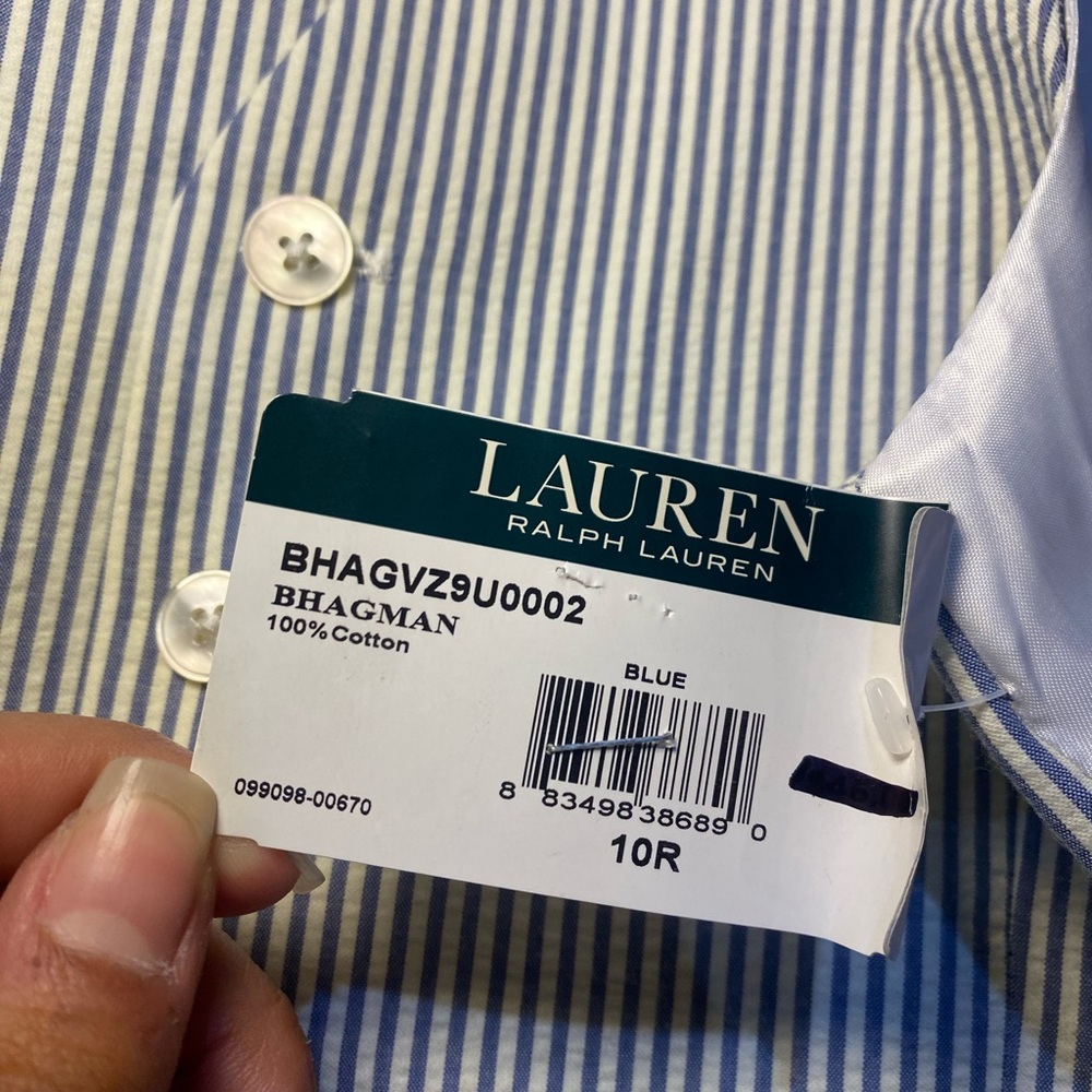 NWT Lauren Ralph Lauren Boys Seersucker Blue & White Stripe Vest Classic - Picture 4 of 4